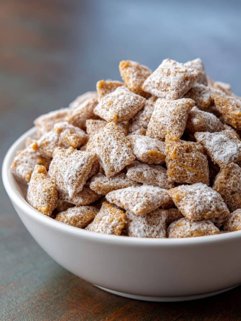 Delicious Puppy Chow (Chocolate, Peanut Butter & Powdered Sugar Snack) Recipe