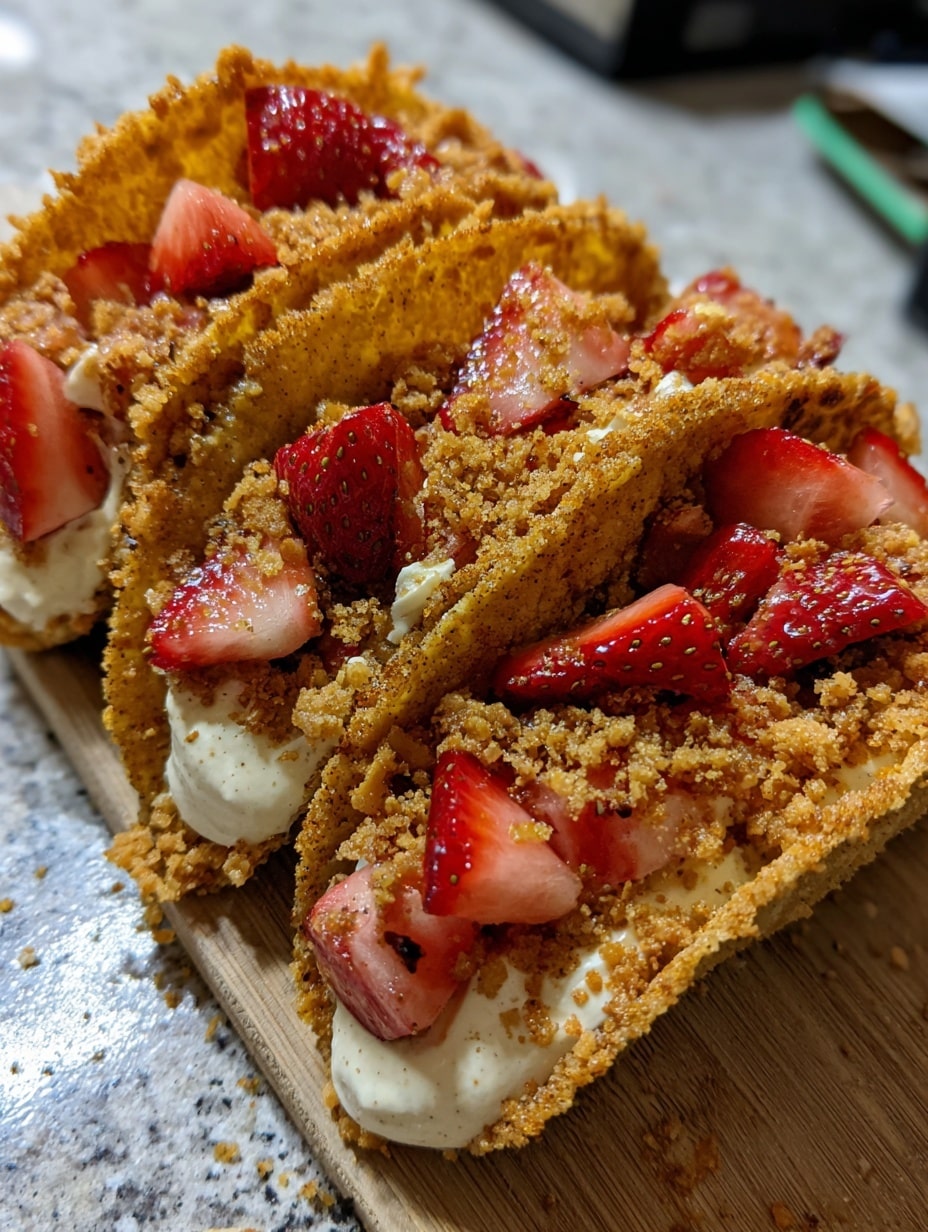 Strawberry Cheesecake Dessert Tacos Recipe - Recipe Image