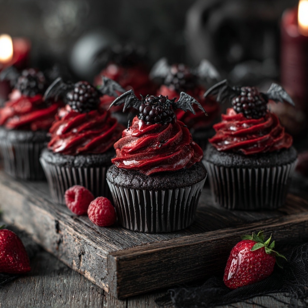Decadent Dark Chocolate Blackberry Cupcakes Recipe - Recipe Image