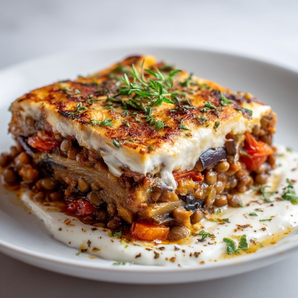 Layered Aubergine & Lentil Bake Recipe - Recipe Image