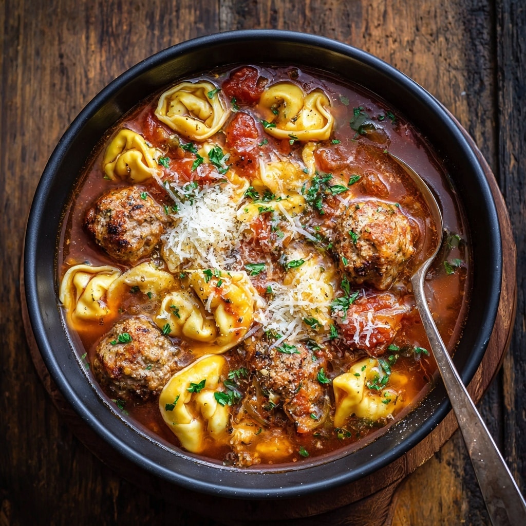 Creamy Cheese Tortellini with Meat Sauce Recipe - Recipe Image
