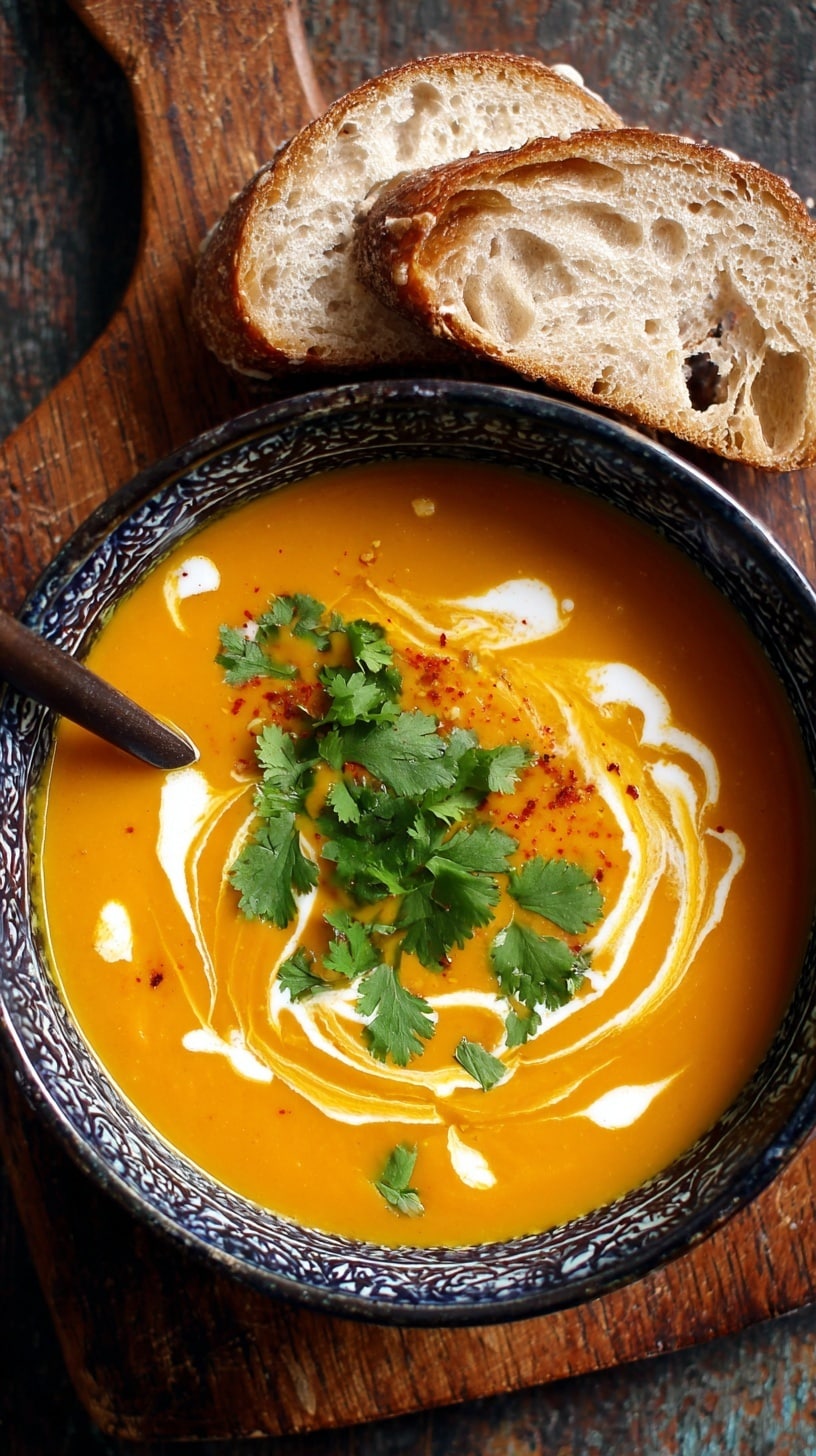Moroccan Butternut Squash and Goat Cheese Soup Recipe - Recipe Image