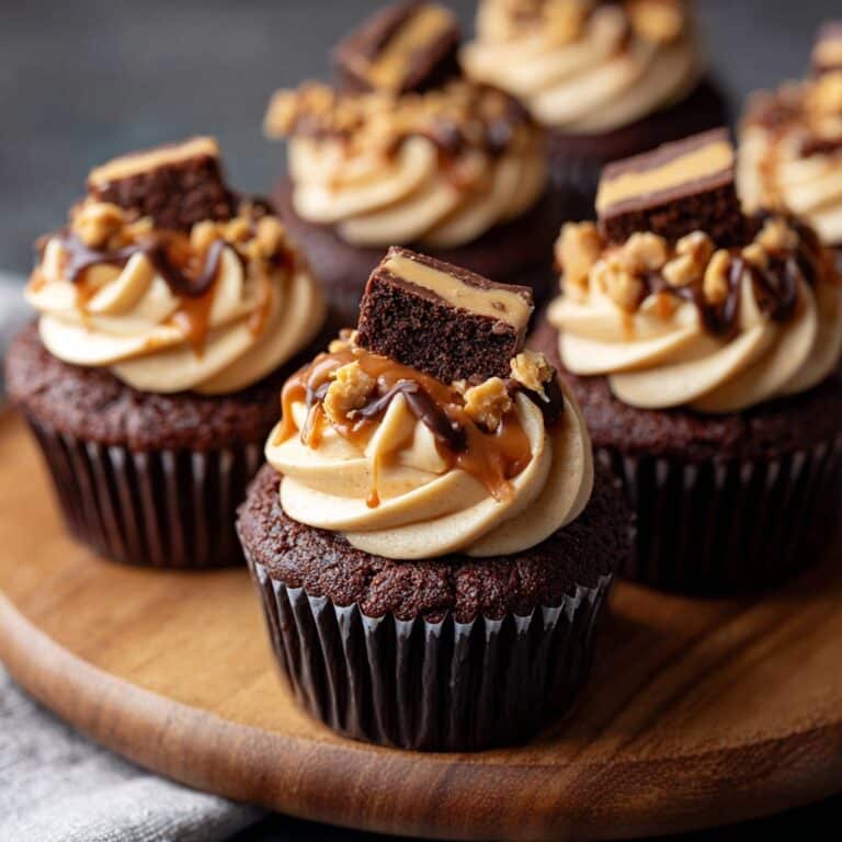 Chocolate Caramel Cupcakes with Creamy Frosting and Rich Caramel Sauce Recipe