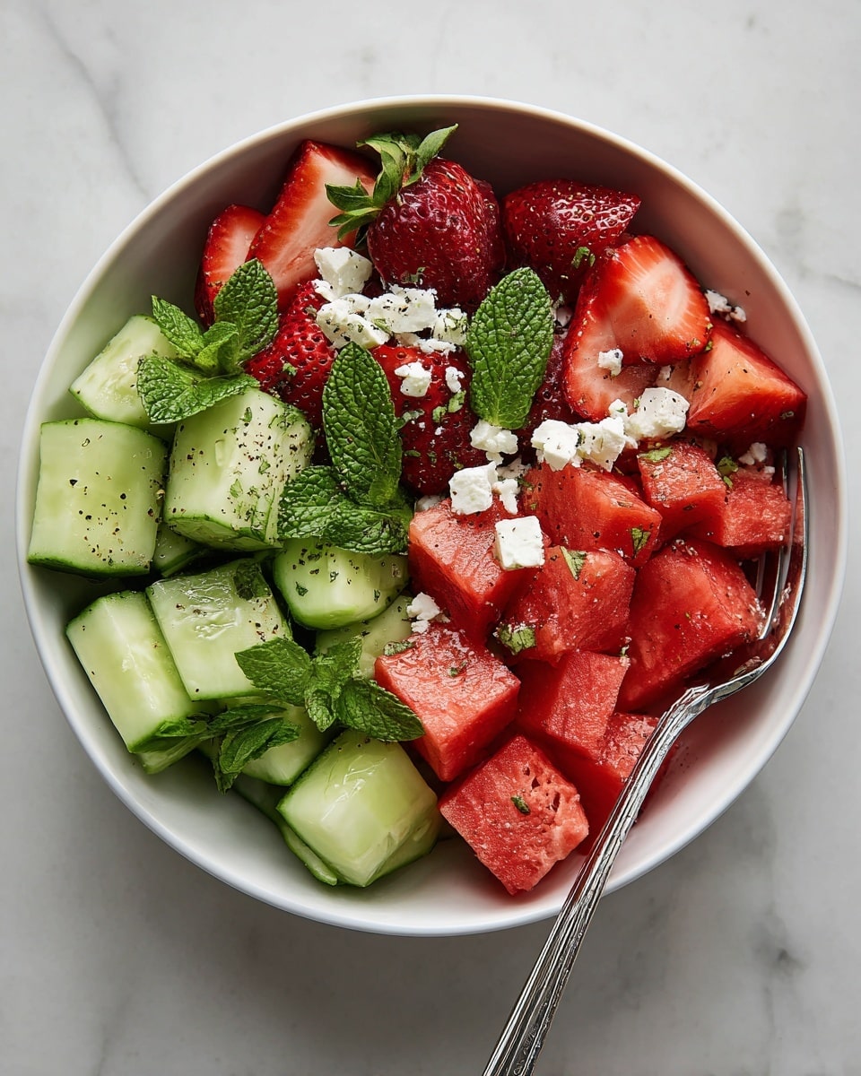 Strawberry Watermelon Feta & Mint Cucumber Salad Recipe - Recipe Image