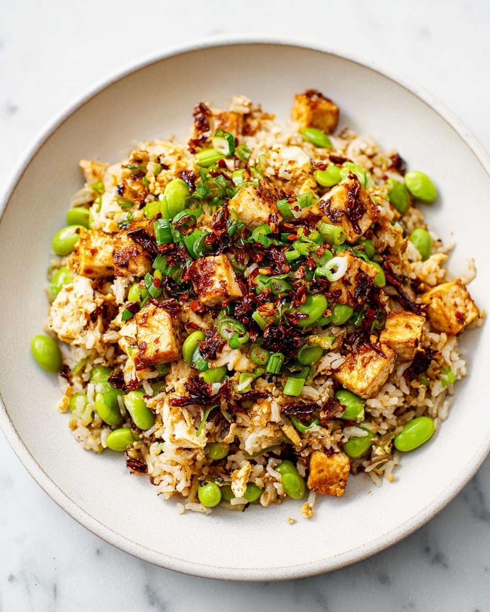Chile Crisp Fried Rice With Tofu and Edamame Recipe - Recipe Image