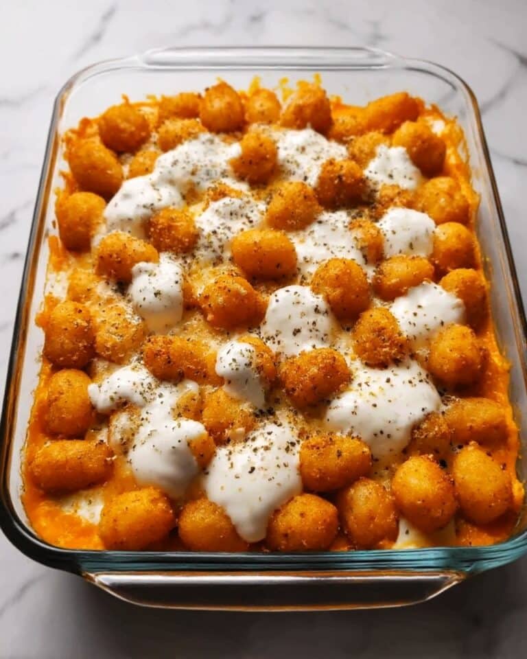 Loaded Buffalo Chicken Tater Tot Bake Recipe
