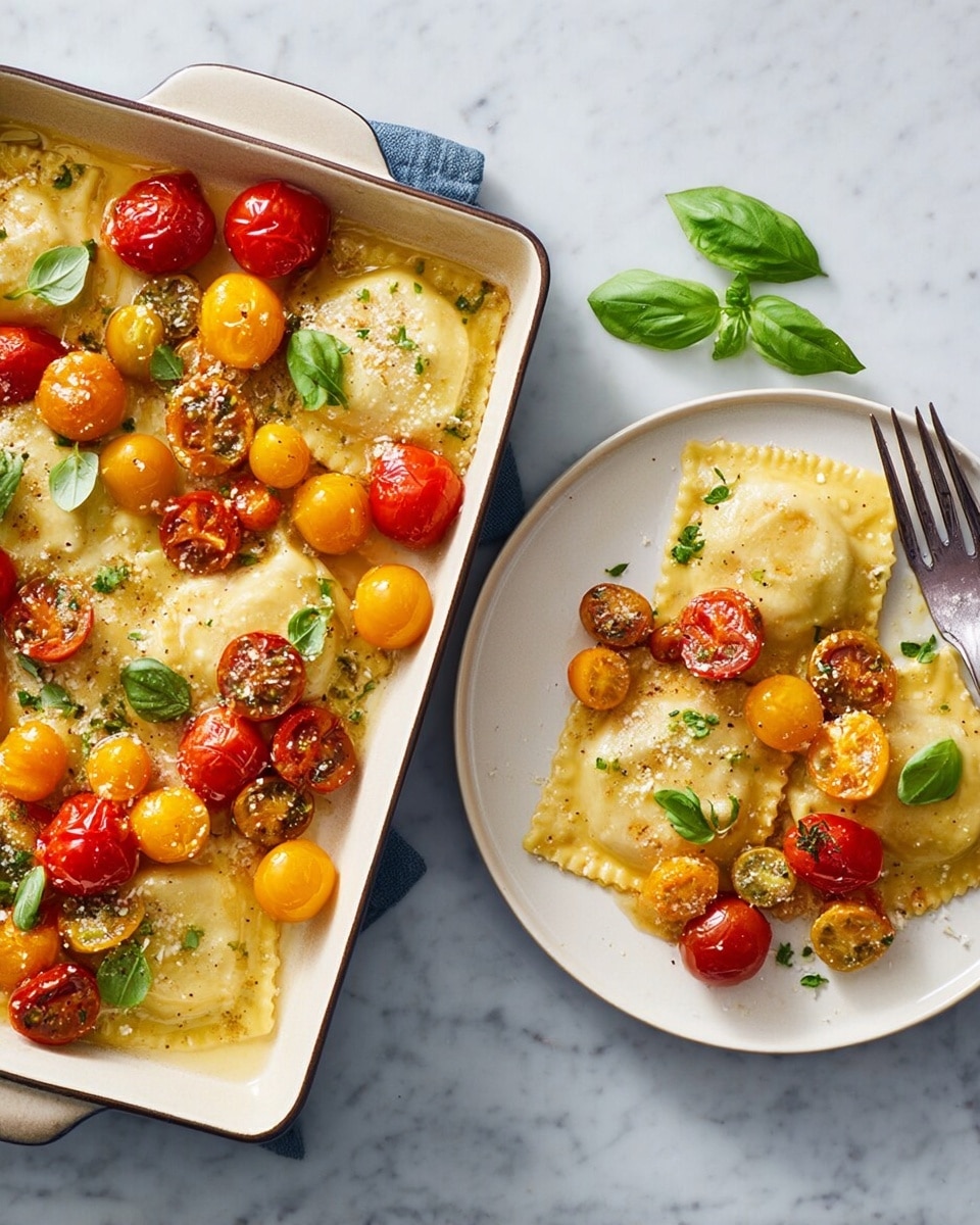 Sheet-Pan Ravioli With Burst Tomatoes Recipe - Recipe Image