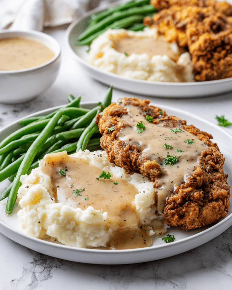 Air Fryer Chicken Fried Steak with Creamy Gravy Recipe