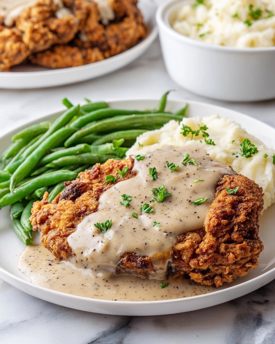 Air Fryer Chicken Fried Steak with Creamy Gravy Recipe - Recipe Image