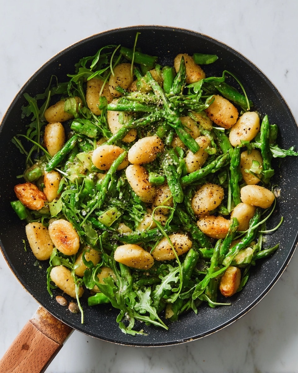 Skillet Gnocchi With Miso Butter and Asparagus Recipe - Recipe Image