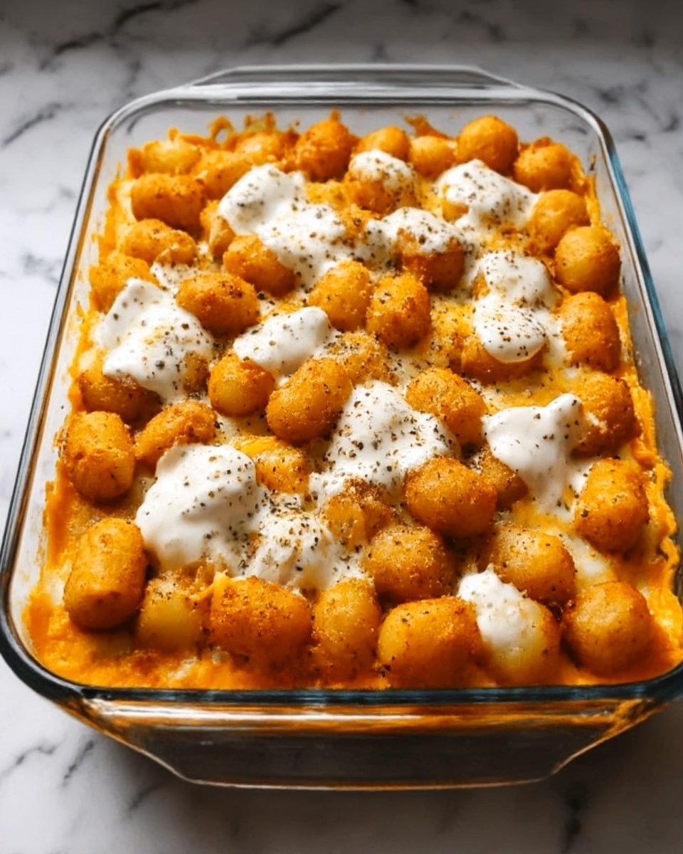 Loaded Buffalo Chicken Tater Tot Bake Recipe - Recipe Image