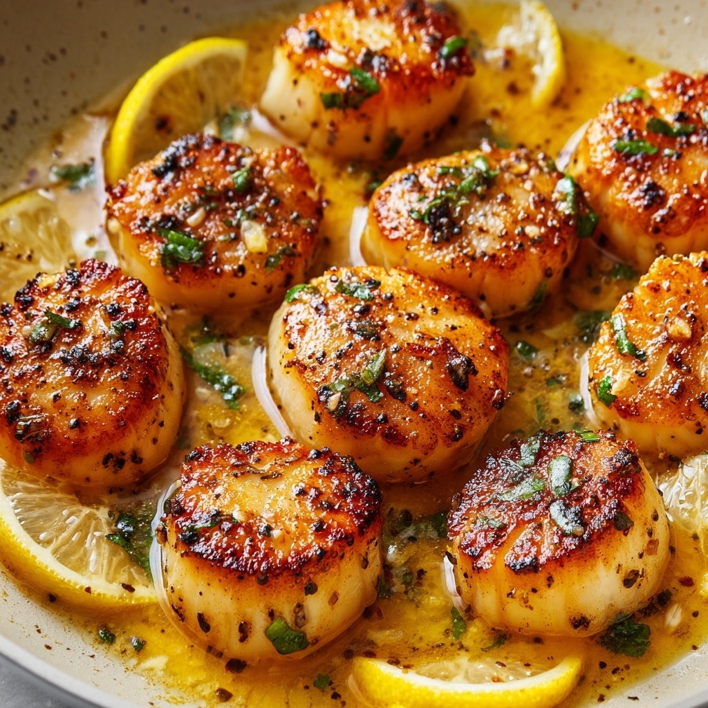 Seared Lemon Garlic Butter Scallops Recipe - Recipe Image