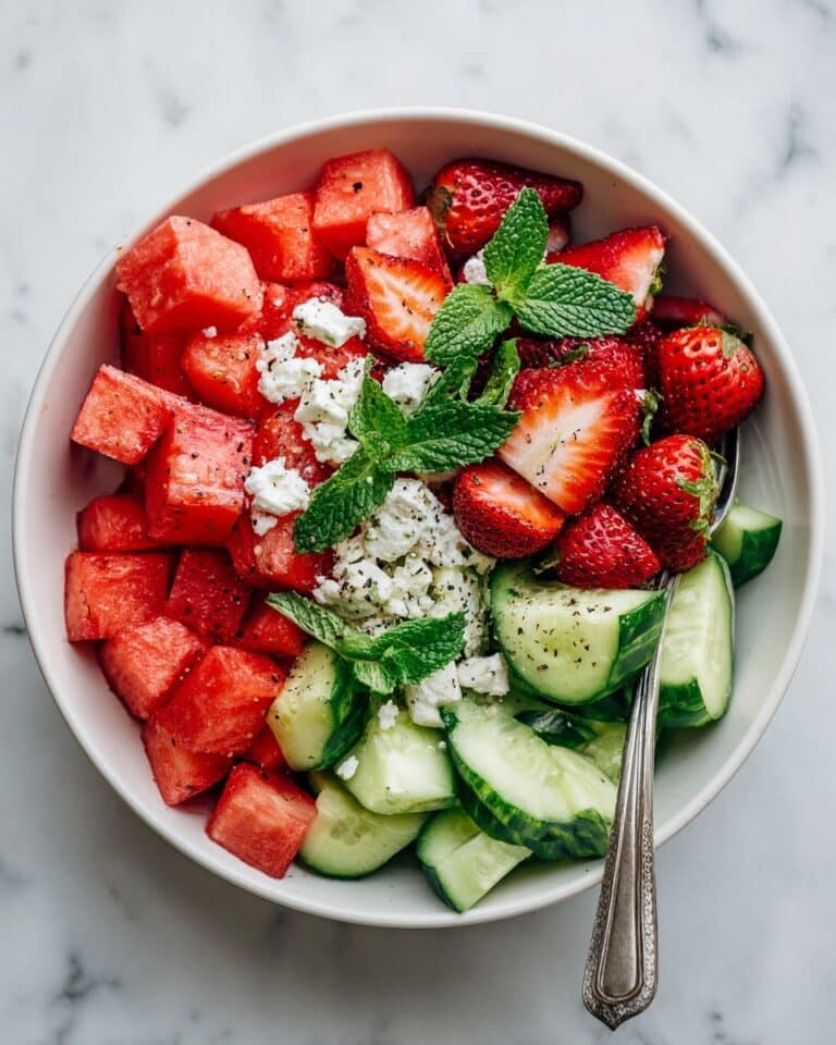 Strawberry Watermelon Feta & Mint Cucumber Salad Recipe