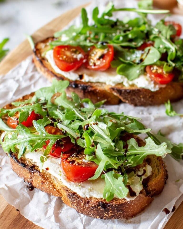 Boursin Egg Toast with Arugula, Cherry Tomatoes, and Balsamic Glaze Recipe
