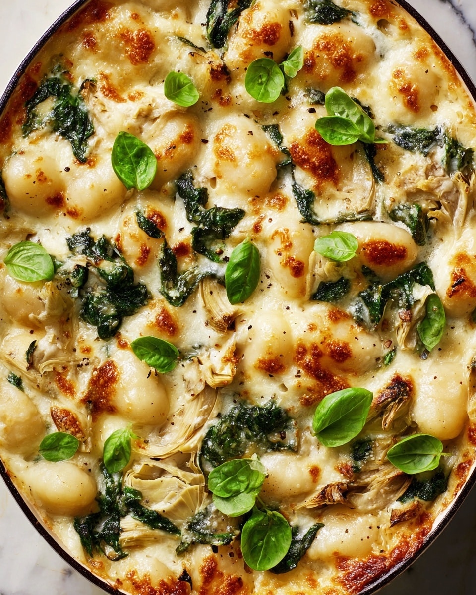 One-Pan Creamy Spinach-Artichoke Gnocchi Recipe - Recipe Image
