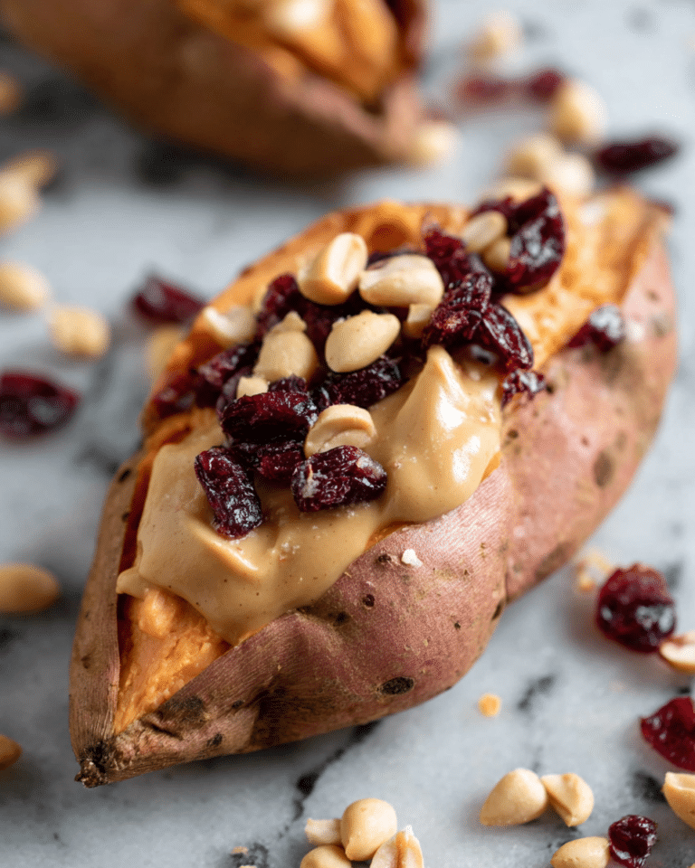 Fall Stuffed Sweet Potatoes with Nut Butter, Cranberries, and Toasted Nuts Recipe