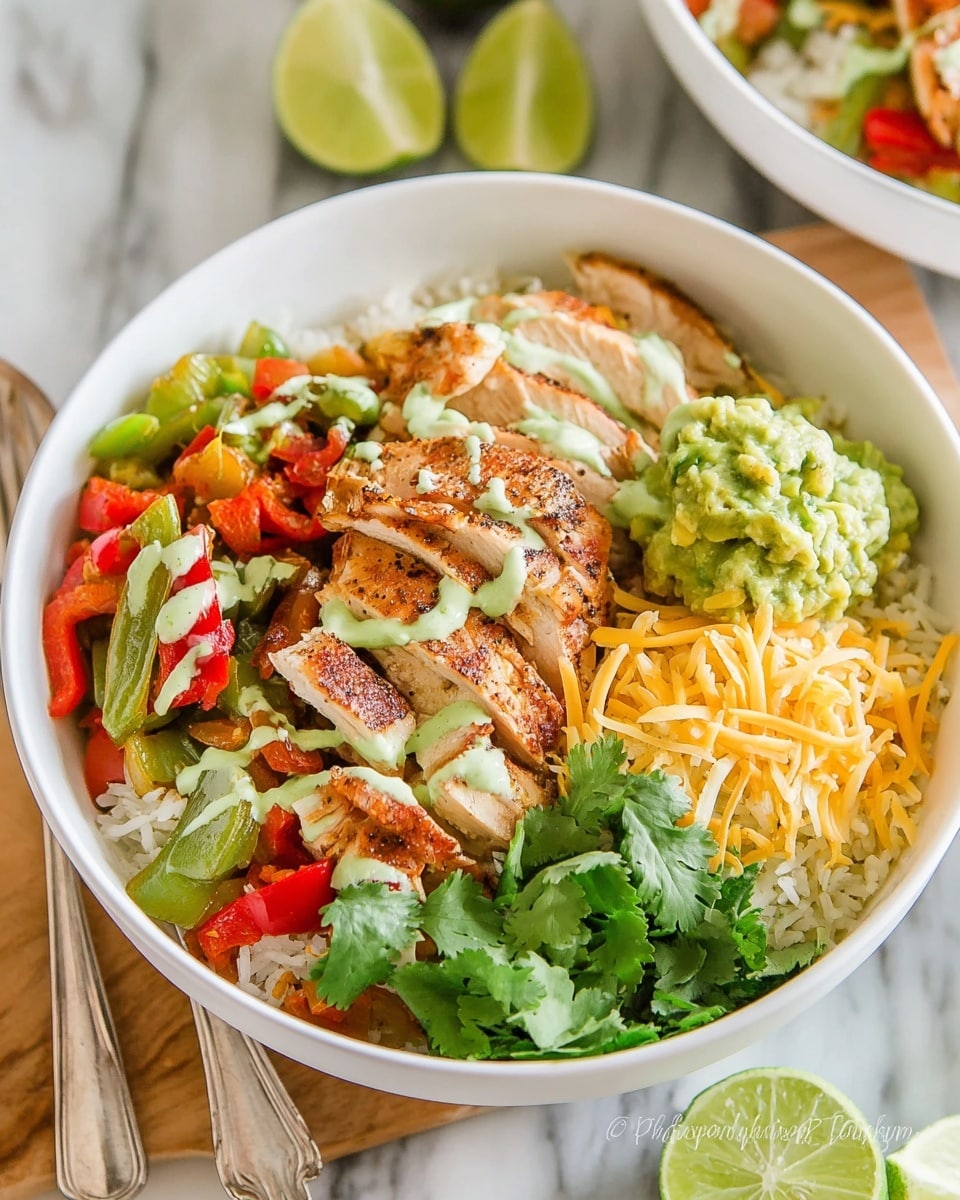 Chicken Fajita Bowls with Cilantro Ranch Dressing Recipe - Recipe Image
