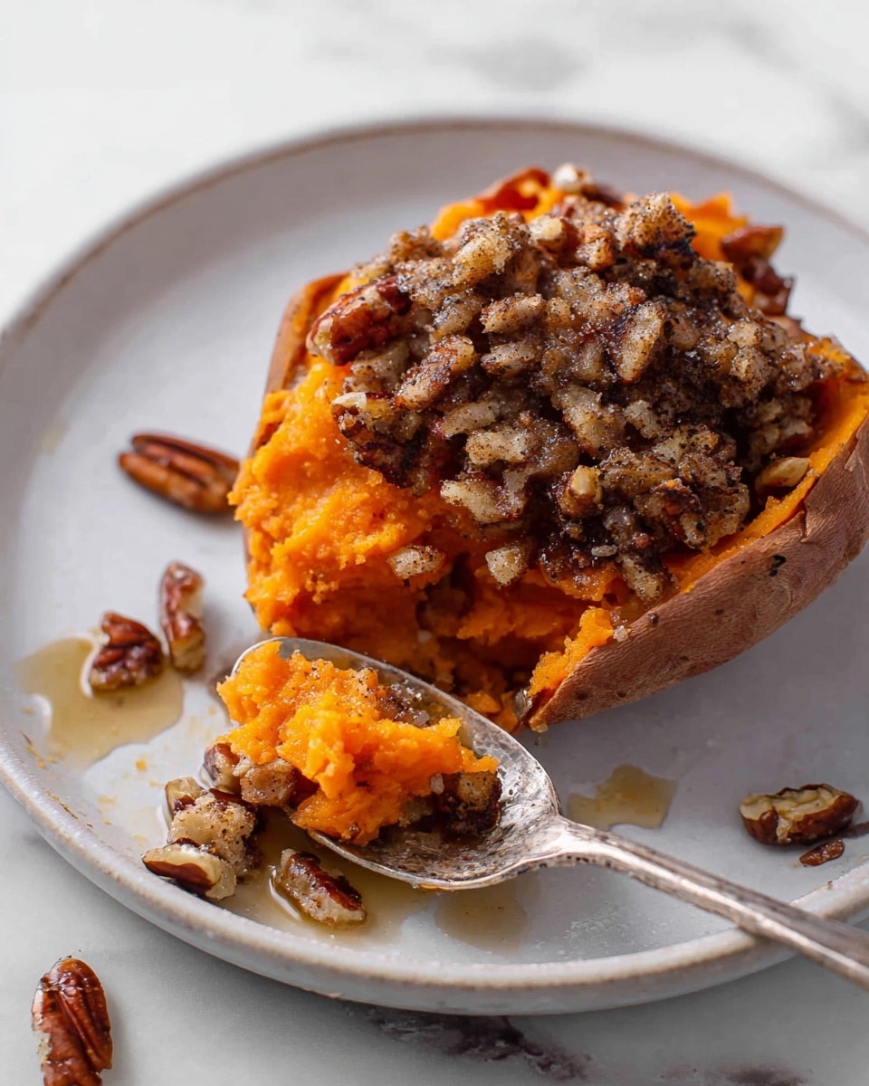 Pecan Pie Double Baked Sweet Potatoes Recipe - Recipe Image