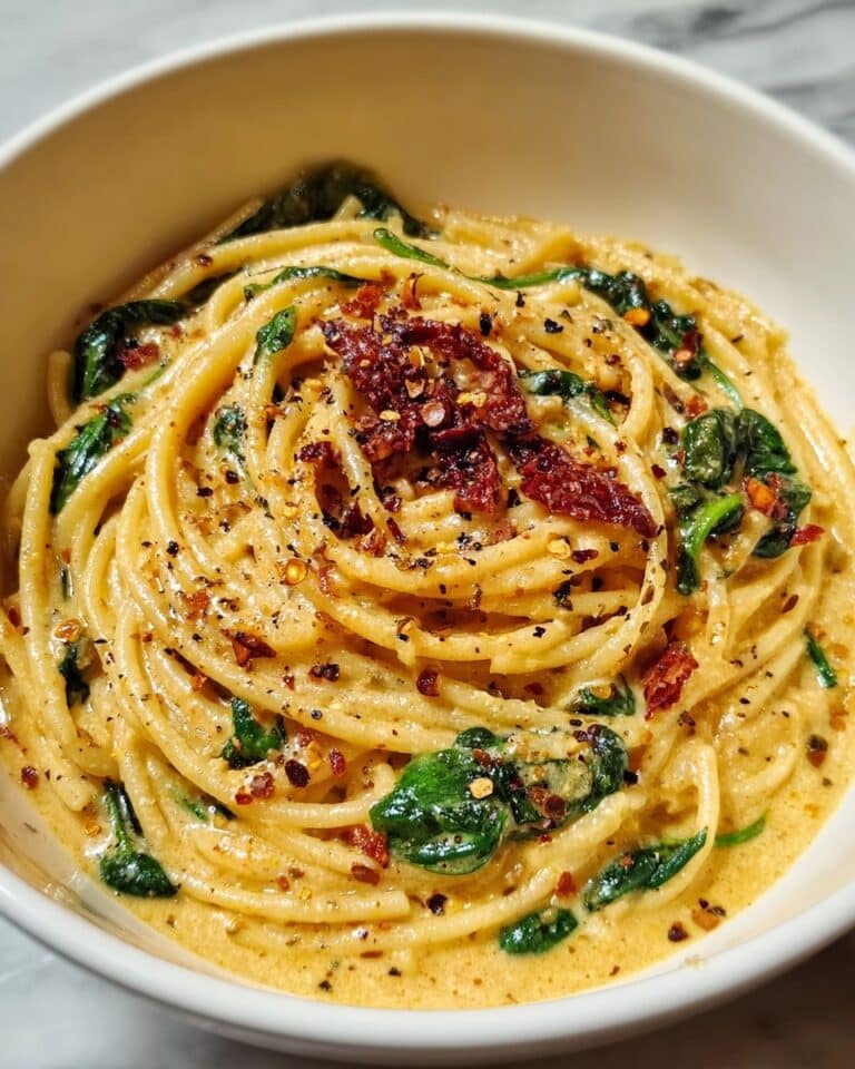 Spaghetti & Spinach in Sun-Dried Tomato Cream Sauce Recipe
