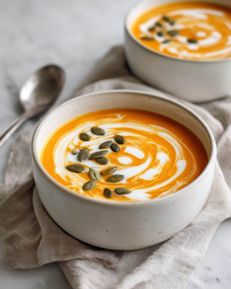 Creamy Roasted Butternut Squash Soup with Nutmeg and Pumpkin Seeds Recipe
