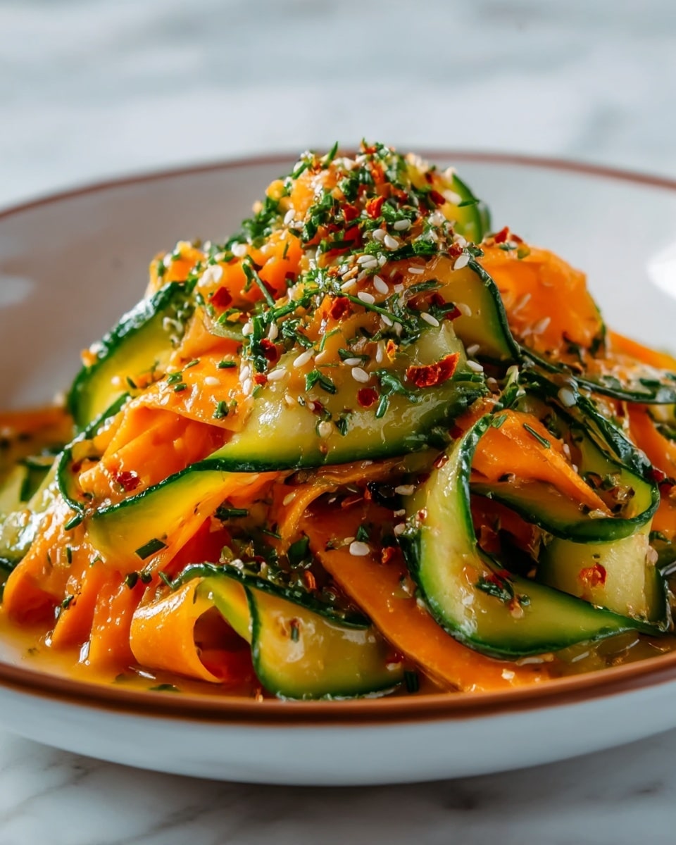 Spicy Korean-Inspired Cucumber and Carrot Salad Recipe - Recipe Image